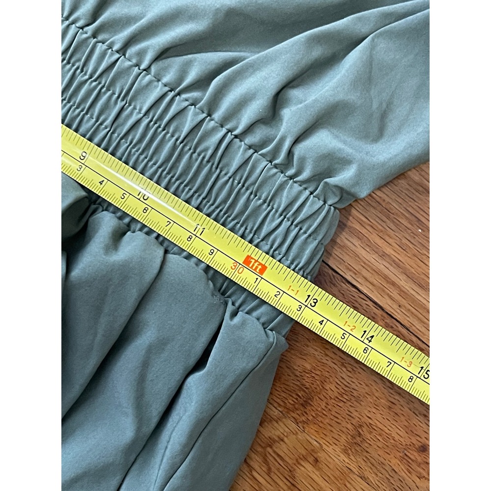 VUORI Villa Romper Small Olive Green Pleated Shorts Jumpsuit Stretch Travel - Picture 8 of 9